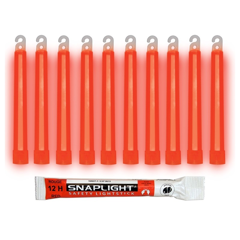 12 Hour 6” SnapLight TEN Cyalume® Branded Box of 10 15cm Red lightstick 
