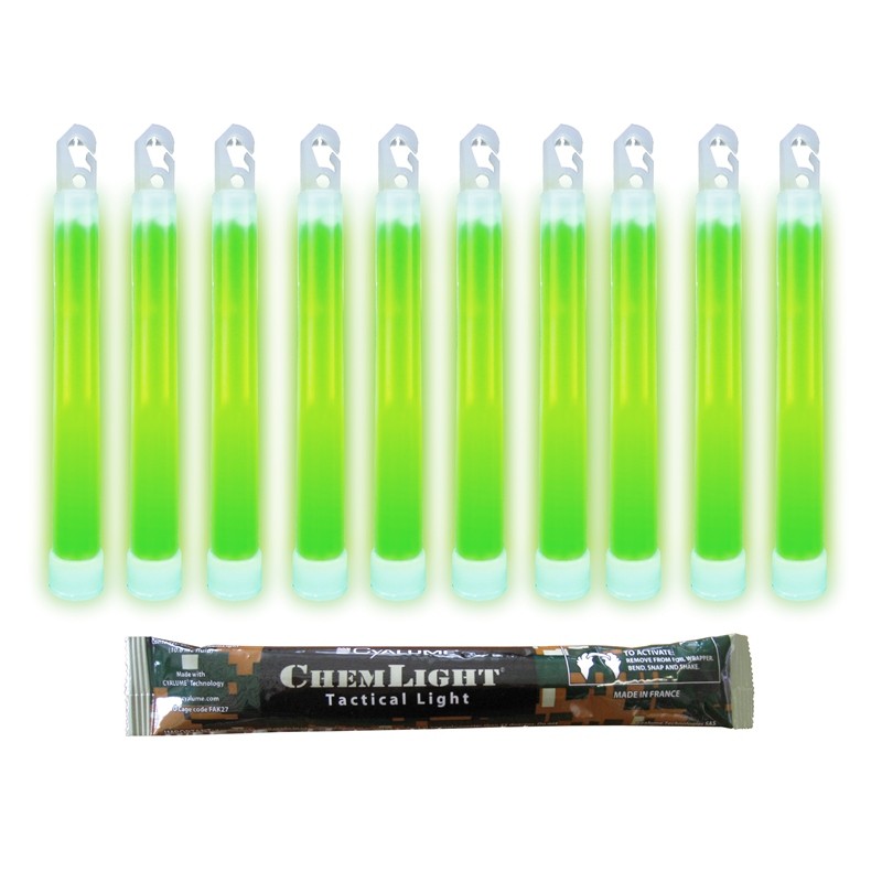 Green lightstick Cyalume® Brand - 12 Hour 6” Military ChemLight 15cm 10 TEN 