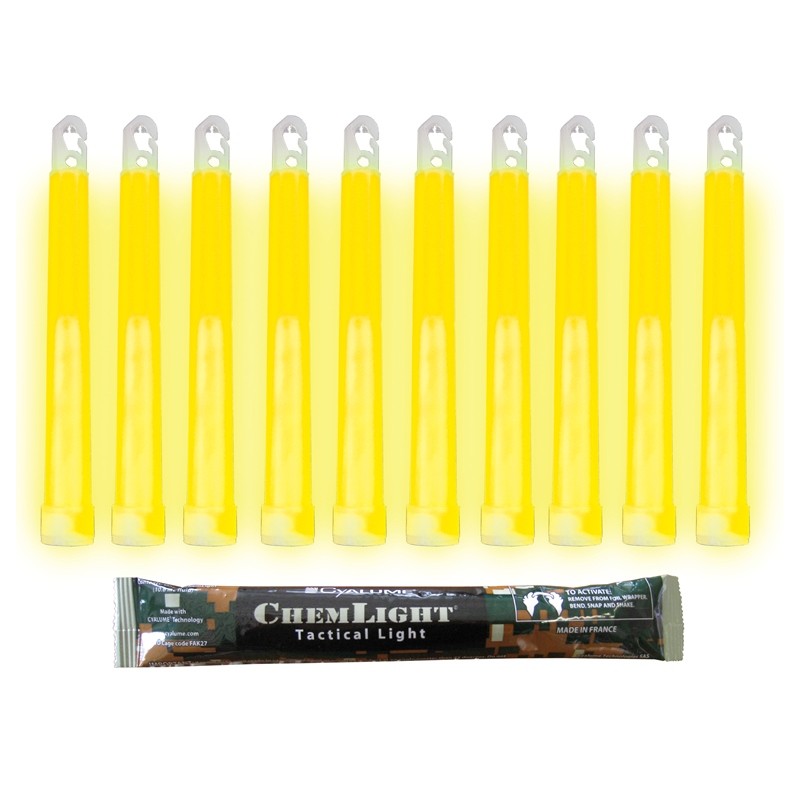 6 Long Green Pack of 10 12 Hour Duration Cyalume ChemLight Military Grade Chemical Light Sticks 