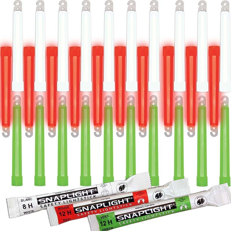 Pack of 30pcs light sticks SnapLight 15cm (6 '') 10pcs green 12h, 10pcs red 12h, 10pcs white 8h